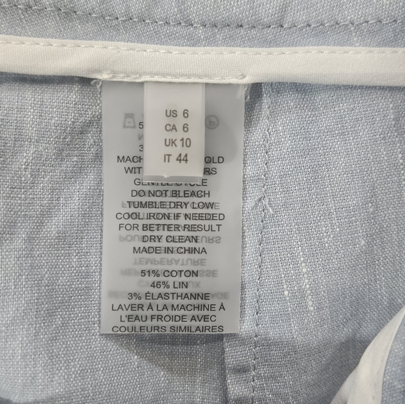 Elie Tahari Linen Blend Wide Leg Trousers Womens Size 6 Blue High Rise Pants - Picture 6 of 7